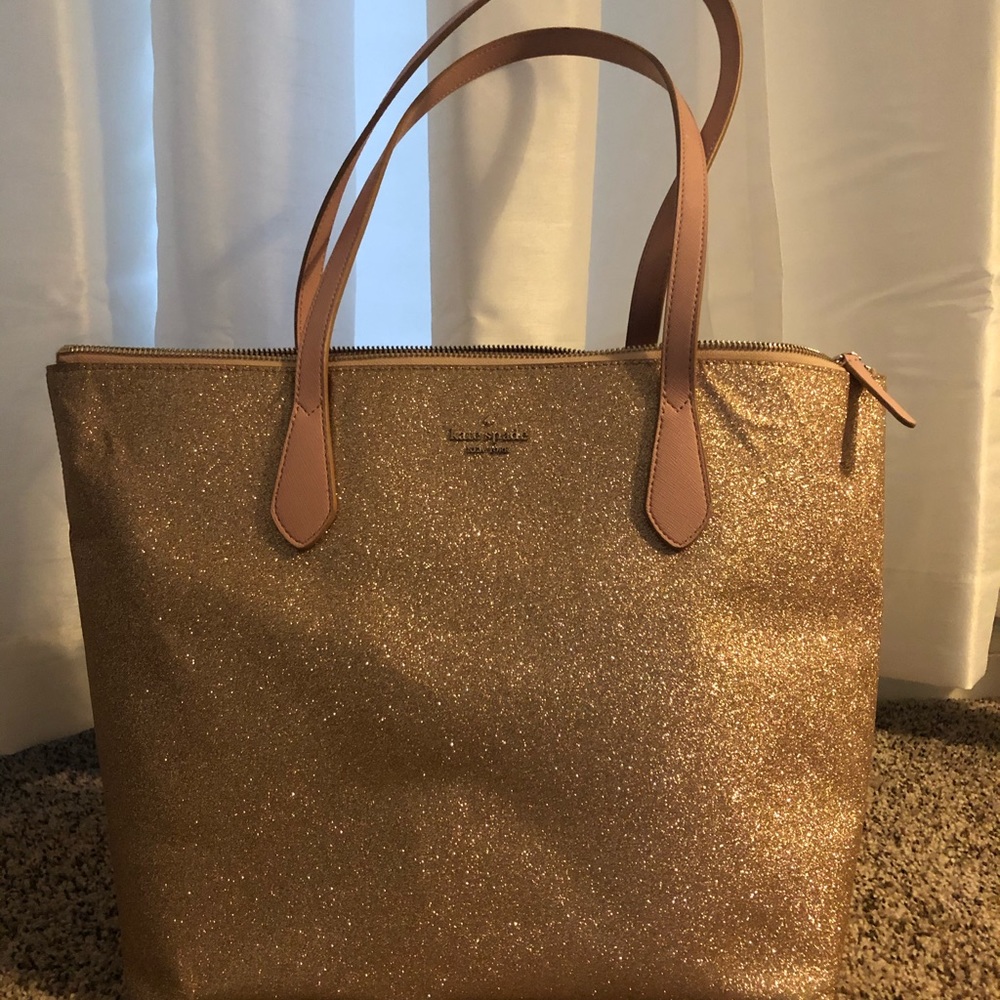Kate Spade Gold Glitter Large Tote Purse